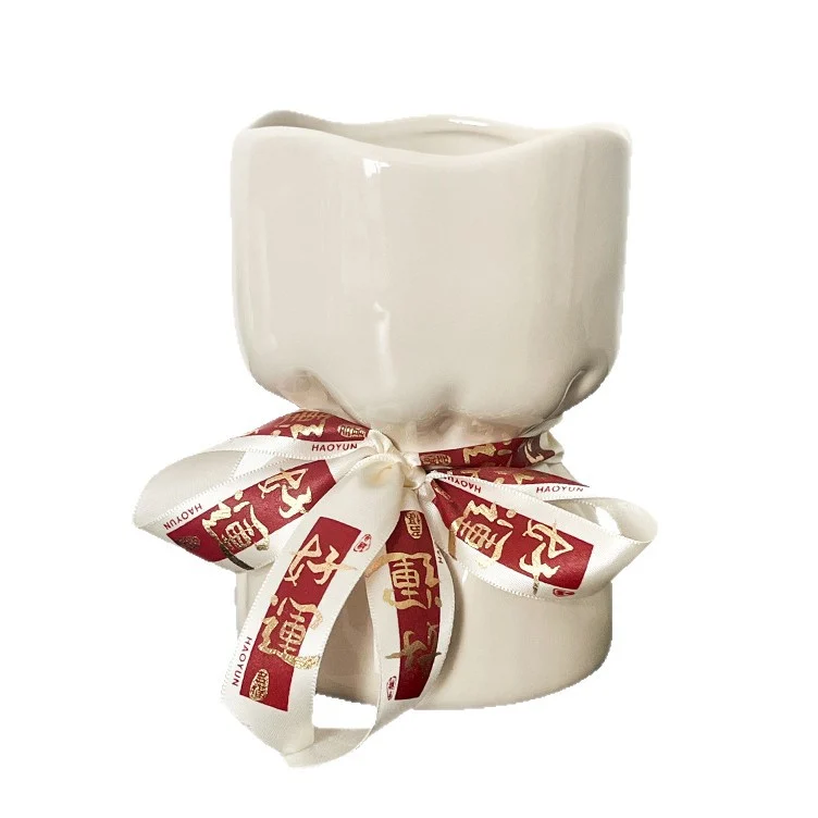 Creamy-style Flower Bouquet Vase Study Room Decorative Ornament — image 2