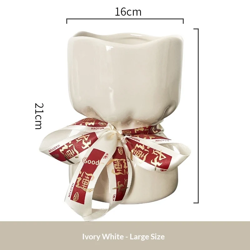 Creamy-style Flower Bouquet Vase Study Room Decorative Ornament — image 5