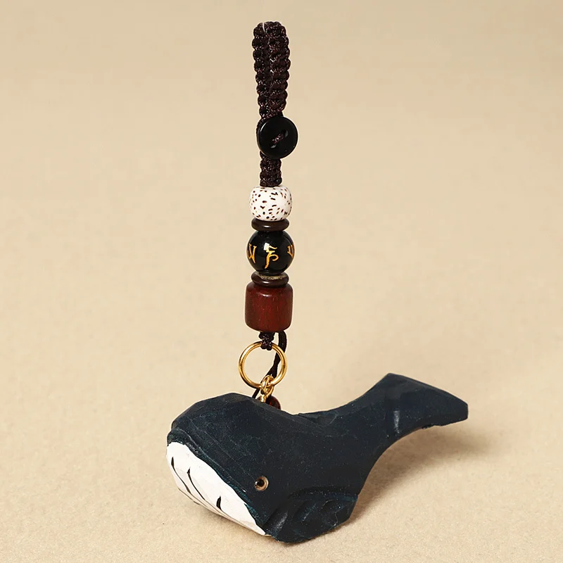 Creative Handmade Wooden Carving Whale Keychain Pendant — image 7