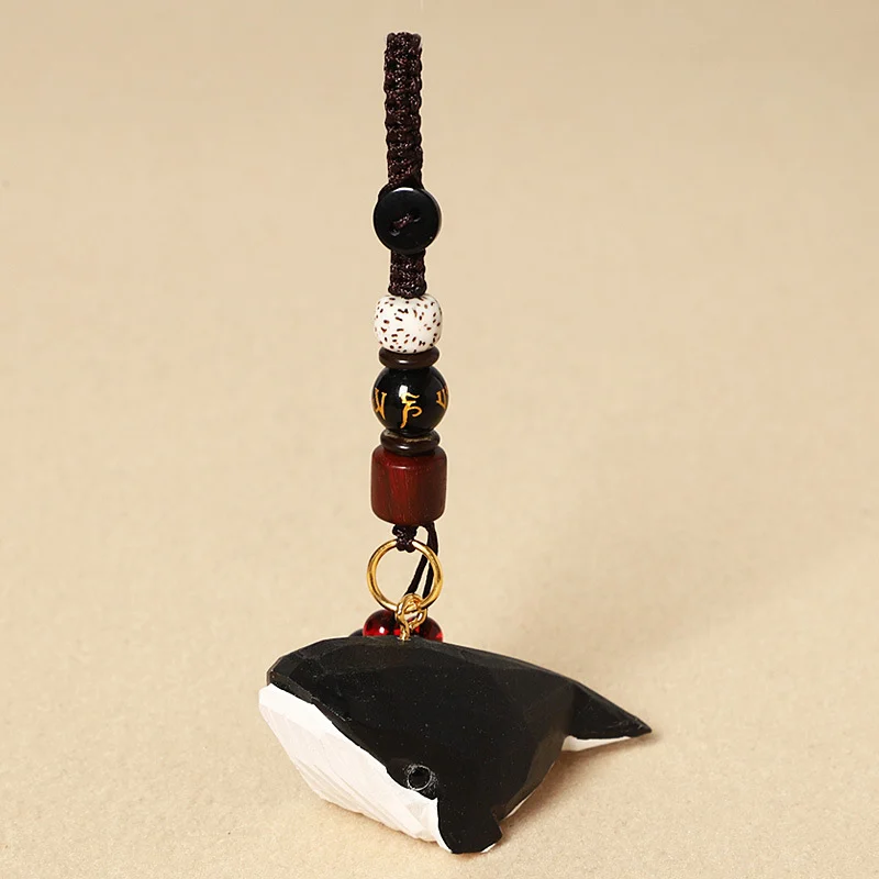 Creative Handmade Wooden Carving Whale Keychain Pendant — image 6