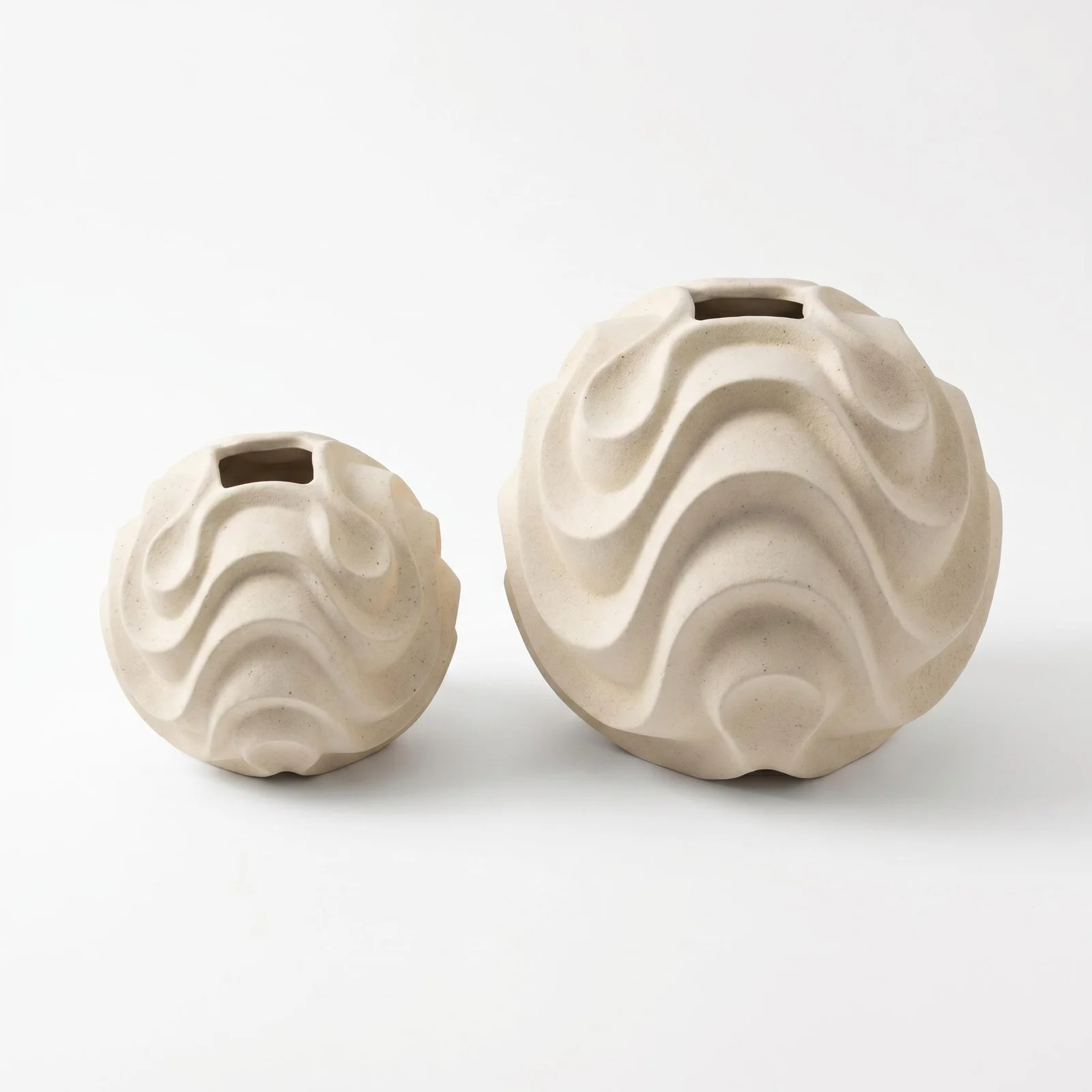 Creative Home Desktop Unglazed Wave-pattern Spherical Ceramic Decorative Vase — image 2