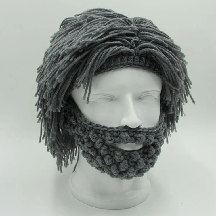 Creative Knitted Ski Hat With A Wig Beard — image 1
