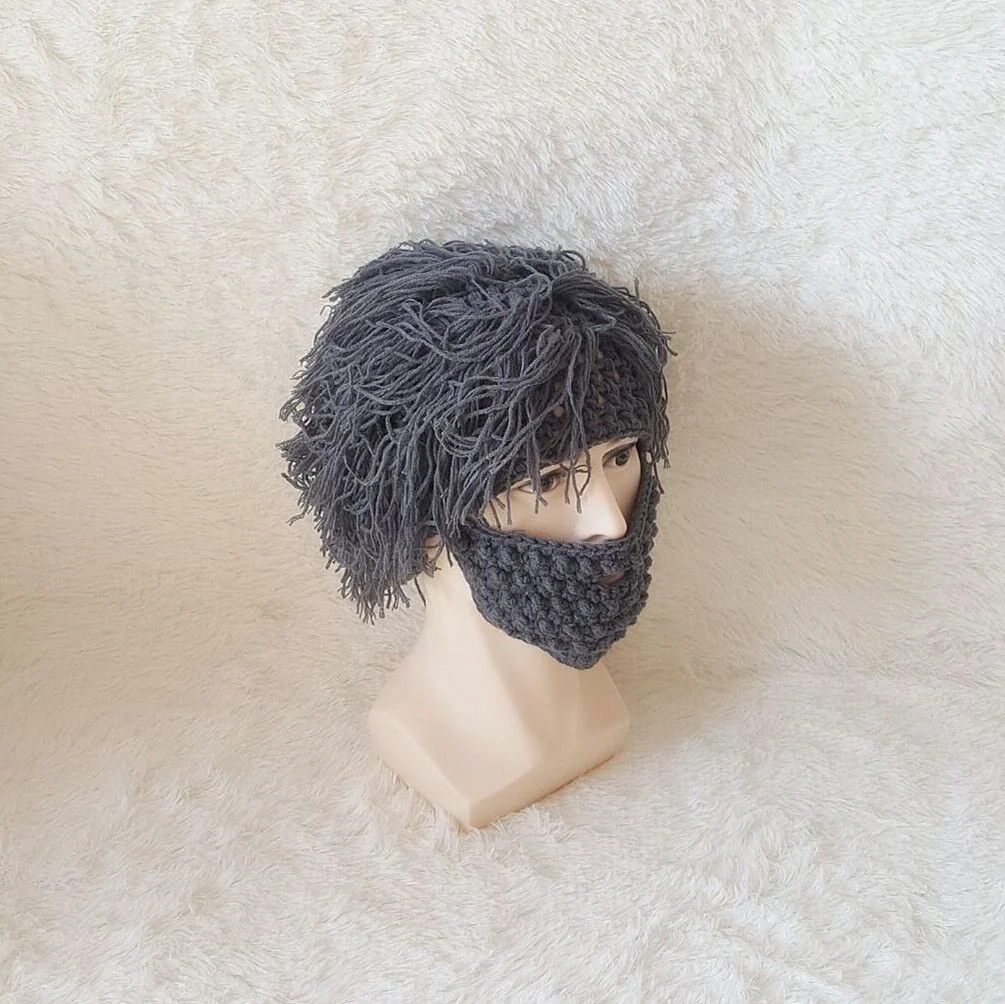 Creative Knitted Ski Hat With A Wig Beard — image 3