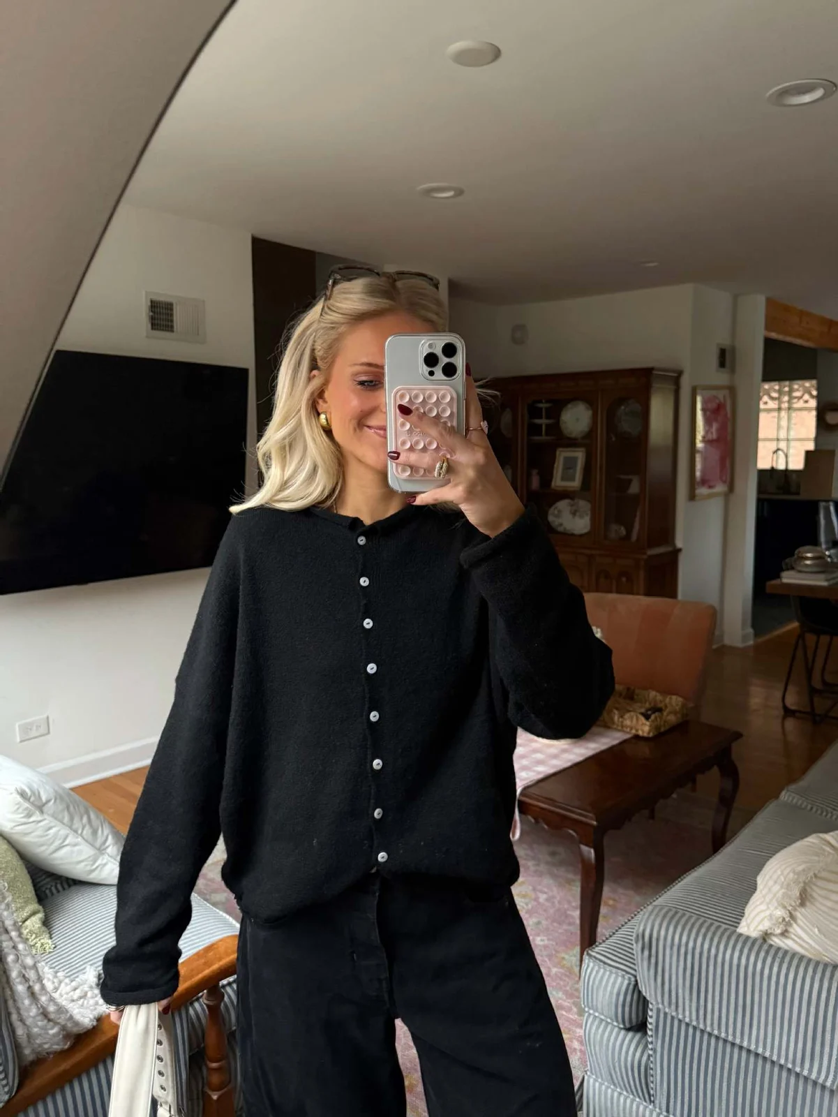 Crew-neck Single-breasted Solid-color Knitted Cardigan With Dropped Shoulders And Long… — image 9
