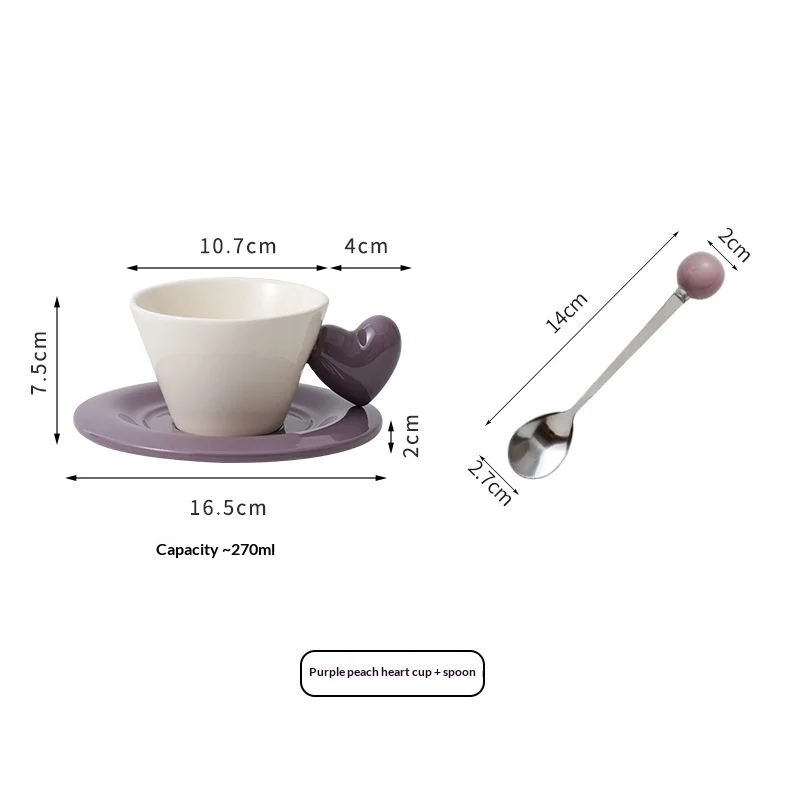 Cup And Saucer Set With Spoon Heart-shape Handle — image 8