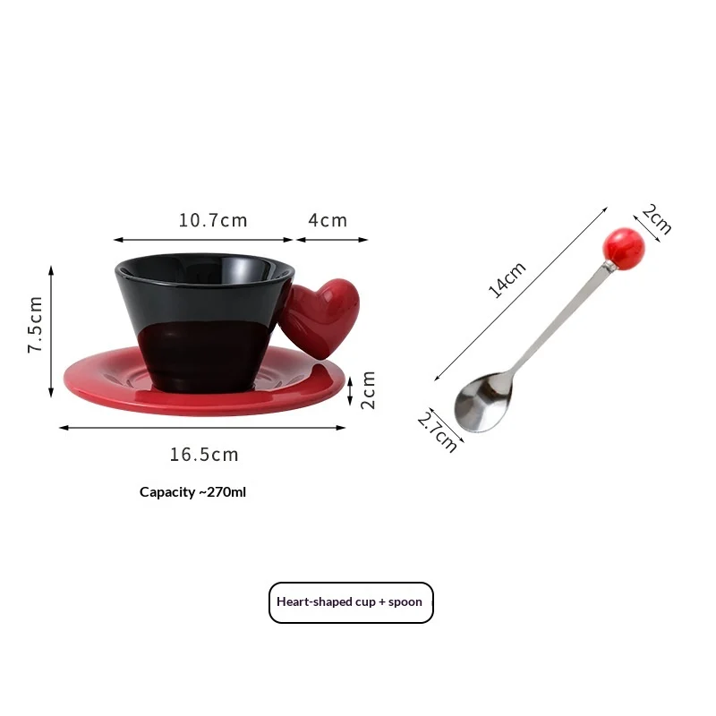 Cup And Saucer Set With Spoon Heart-shape Handle — image 3