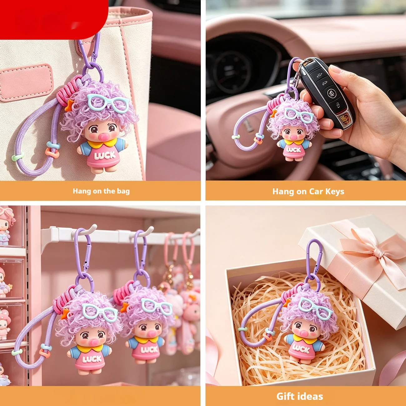 Curly-haired Dopamine Pacifier Doll Keychain Pendant — image 3