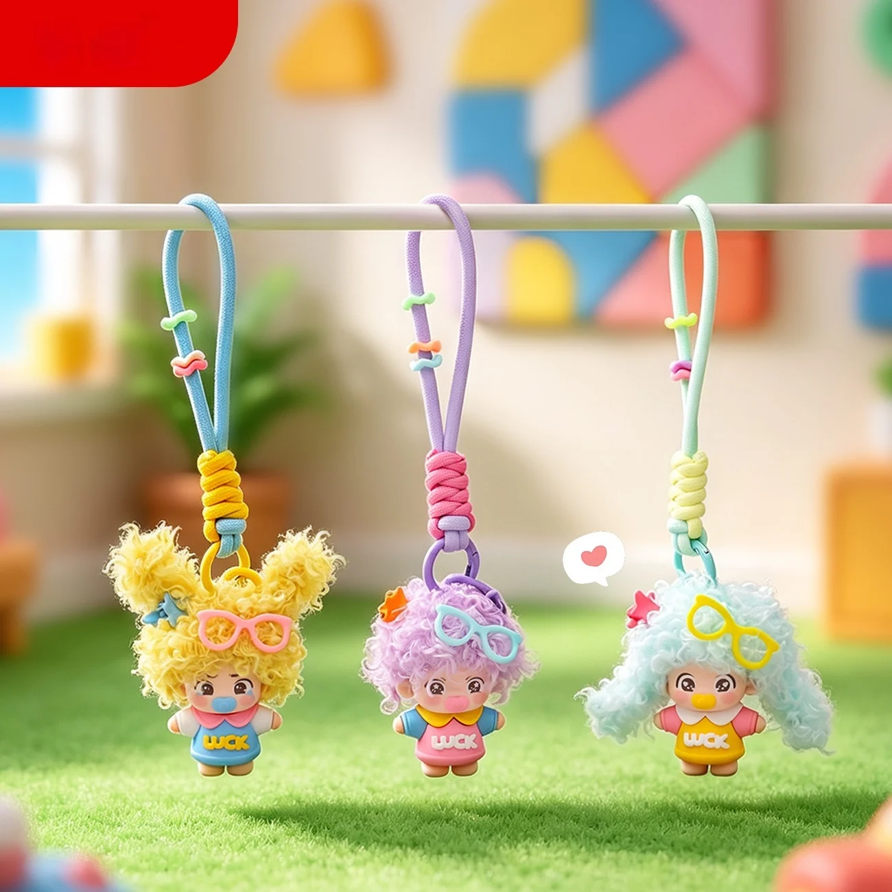 Curly-haired Dopamine Pacifier Doll Keychain Pendant — image 2