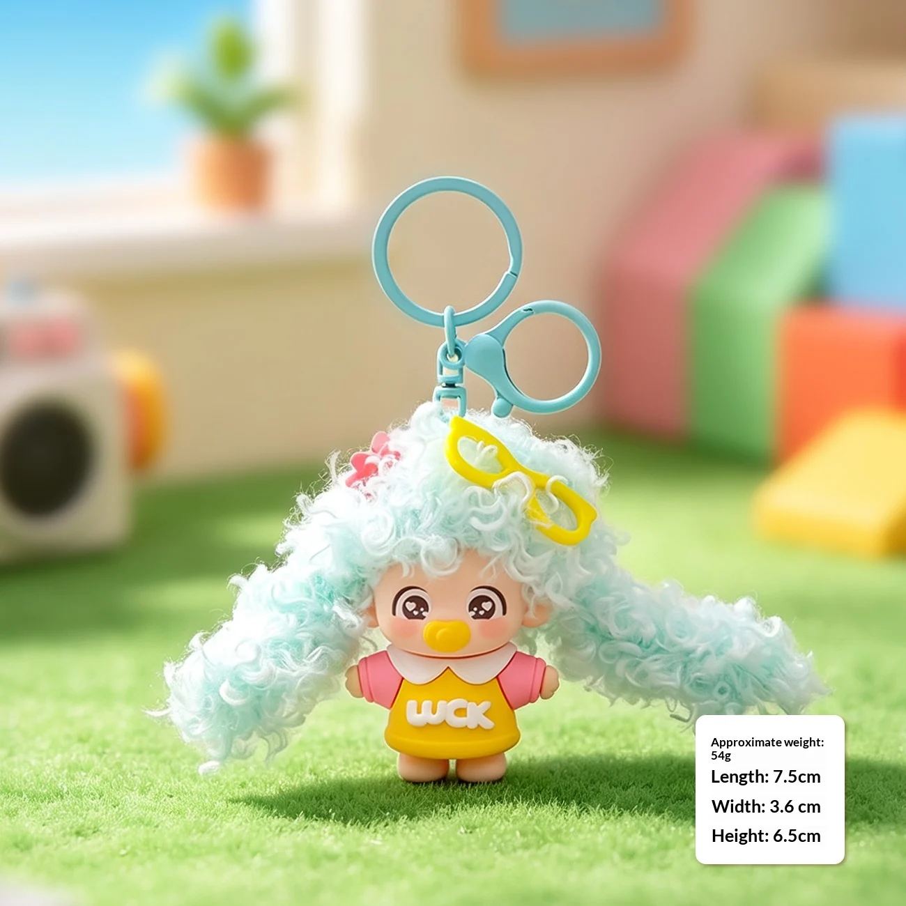 Curly-haired Dopamine Pacifier Doll Keychain Pendant — variant image