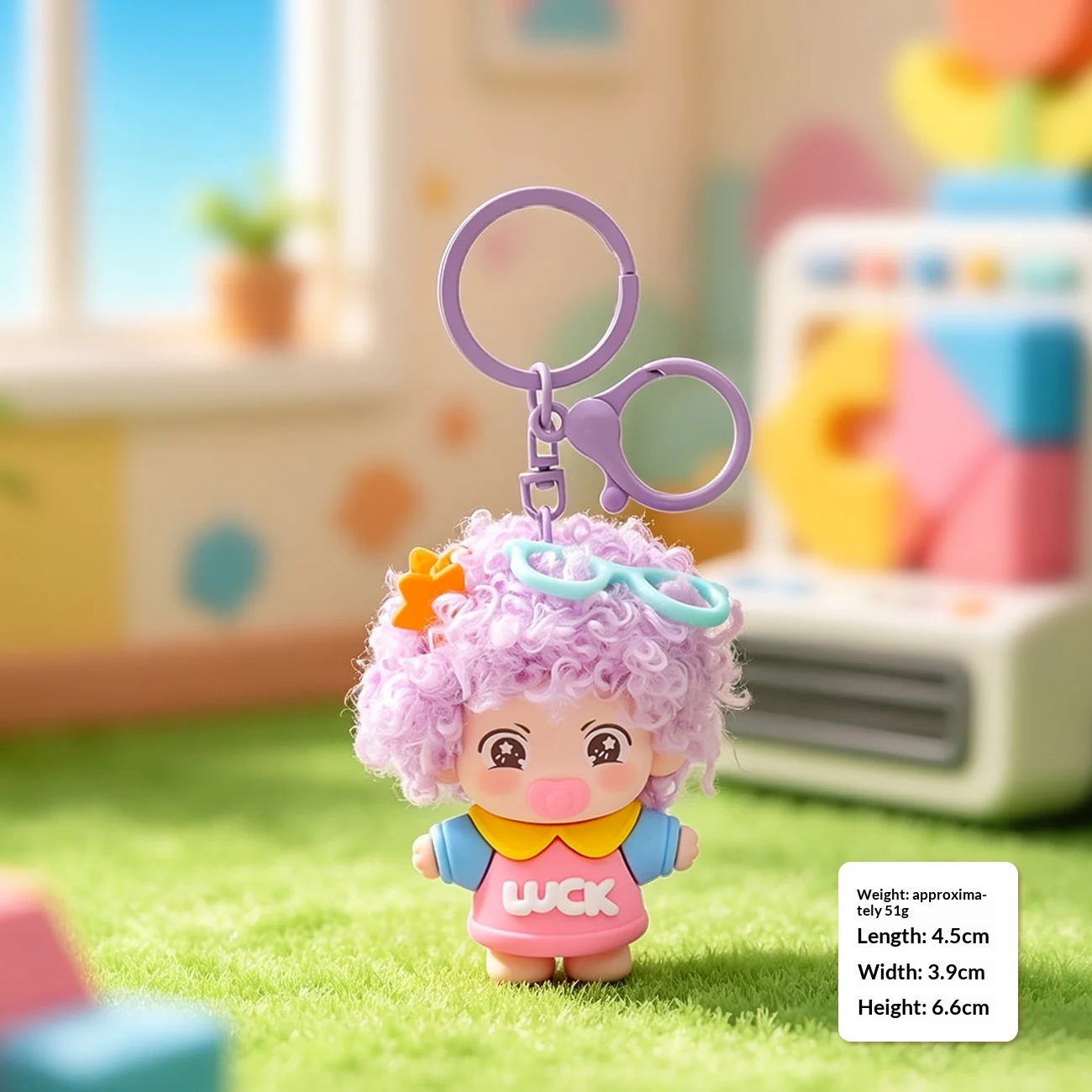 Curly-haired Dopamine Pacifier Doll Keychain Pendant — image 6