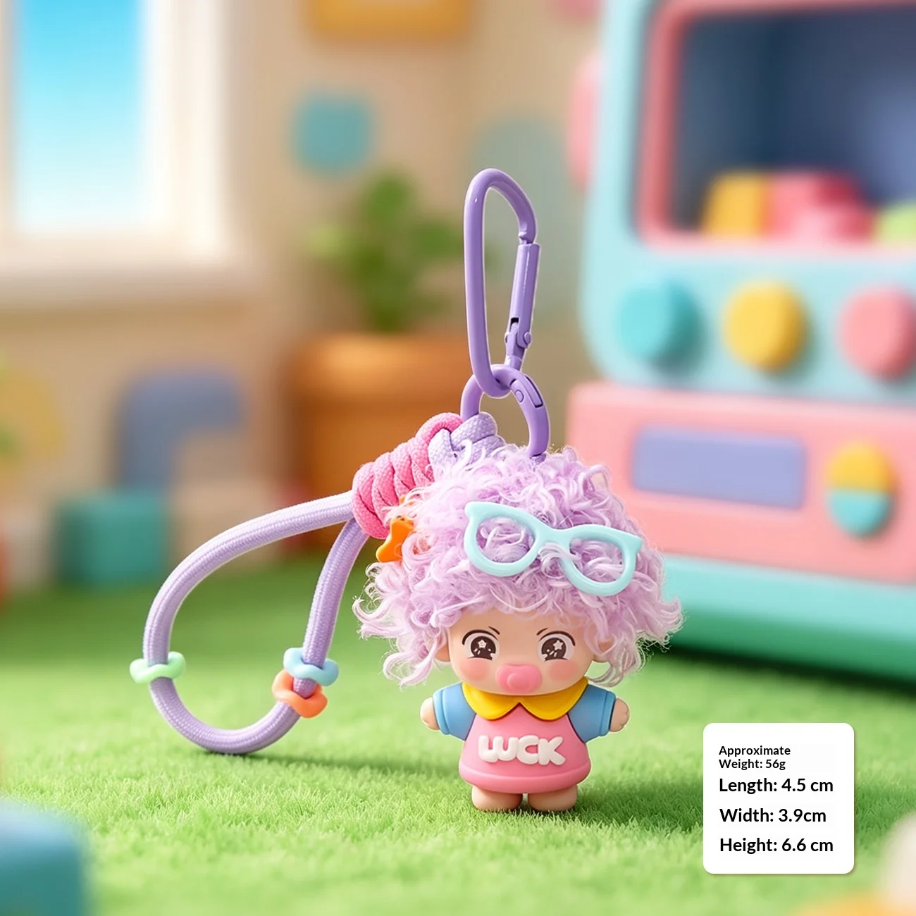 Curly-haired Dopamine Pacifier Doll Keychain Pendant — variant image