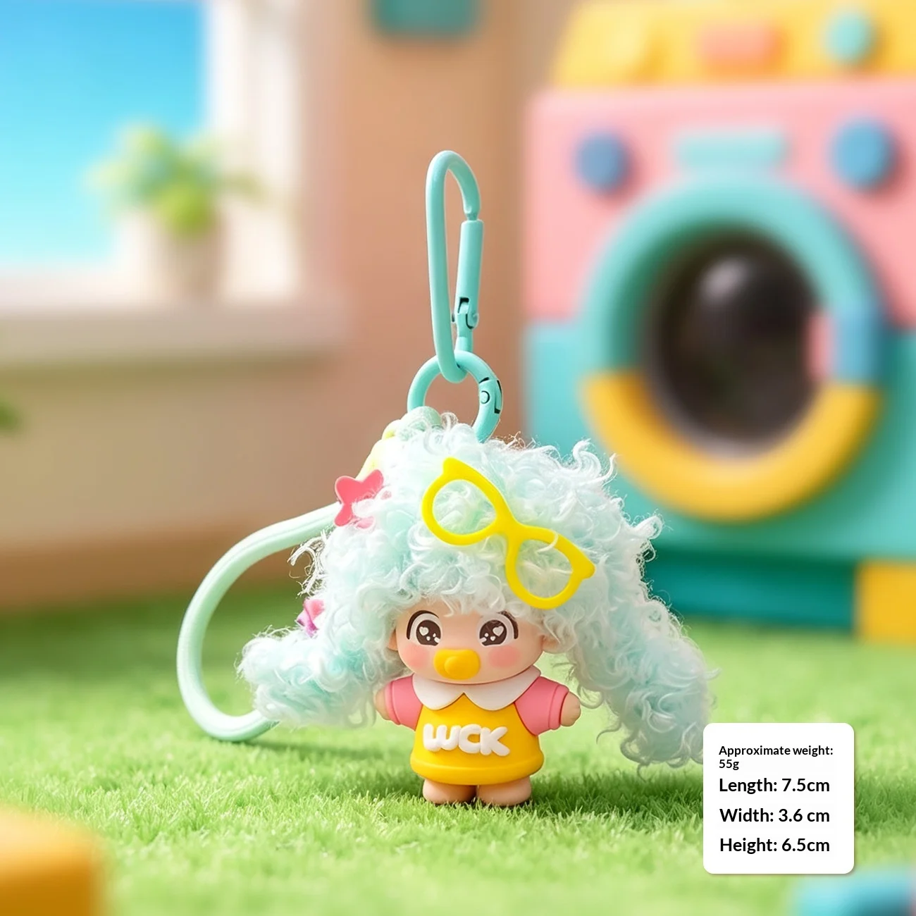 Curly-haired Dopamine Pacifier Doll Keychain Pendant — image 4