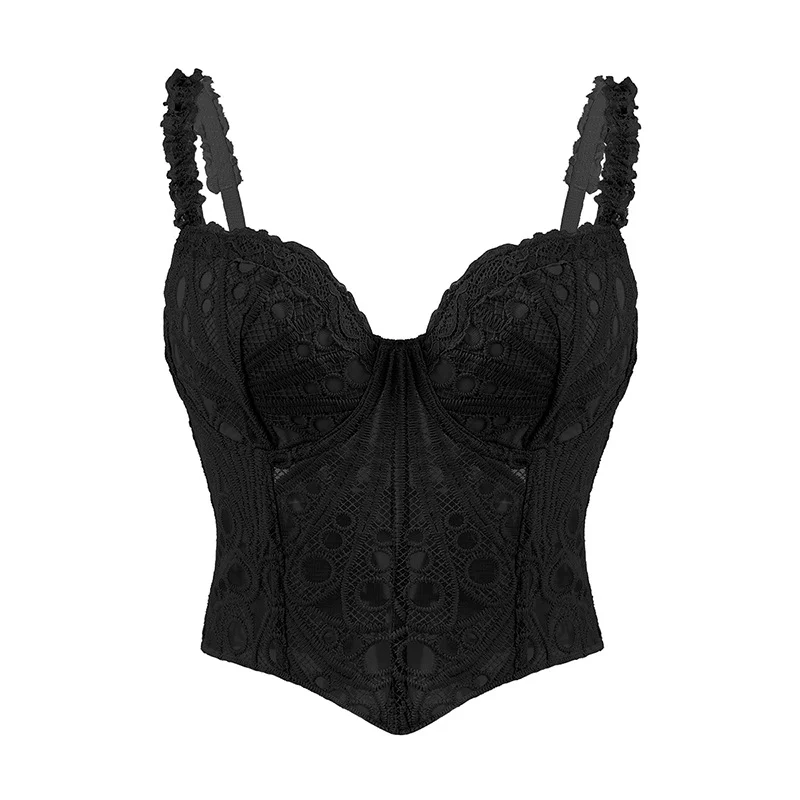 Cut Out Corset Chest Vest Asymmetrical Floral Retro French Fishbone Tight Waist Shapewear — image 4