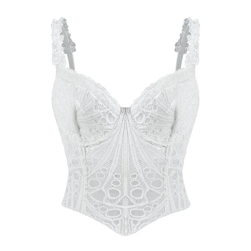 Cut Out Corset Chest Vest Asymmetrical Floral Retro French Fishbone Tight Waist Shapewear — image 6