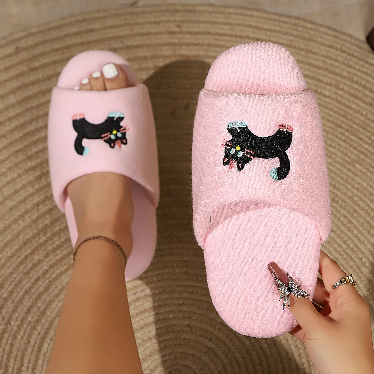 Cute And Warm Plush Postpartum Slippers With Soft Cotton Soles — image 3