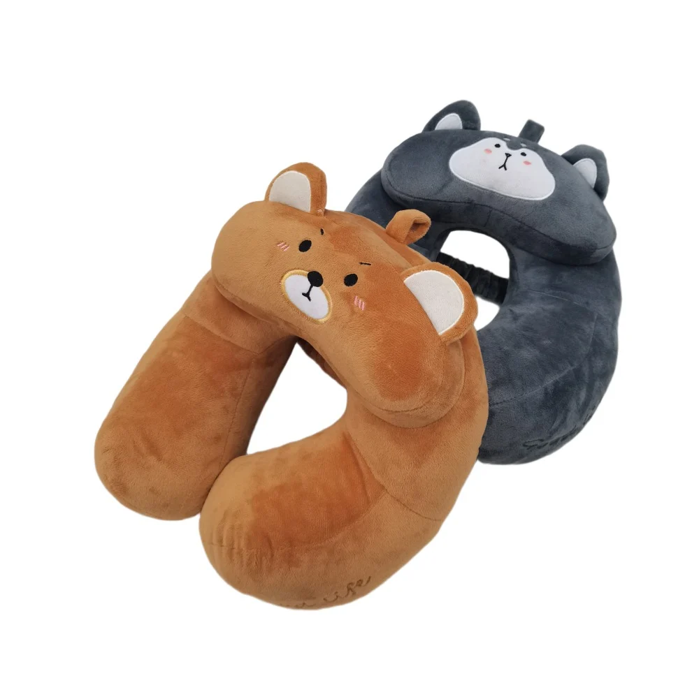 Cute Bear Husky U Shaped Travel Neck Pillow, Cartoon Animal Plush Cervical Pillow For… — image 2