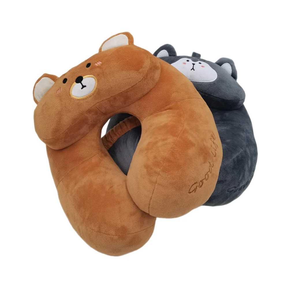 Cute Bear Husky U Shaped Travel Neck Pillow, Cartoon Animal Plush Cervical Pillow For… — image 3