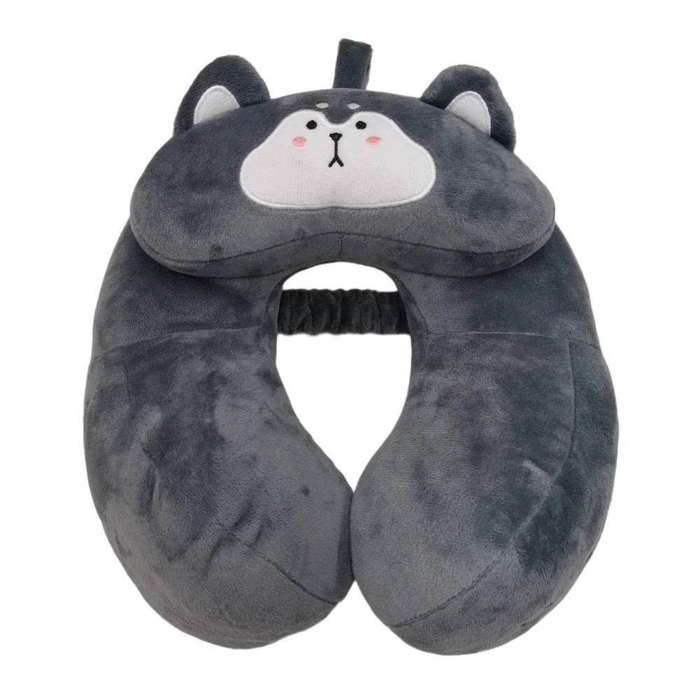 Cute Bear Husky U Shaped Travel Neck Pillow, Cartoon Animal Plush Cervical Pillow For… — image 4
