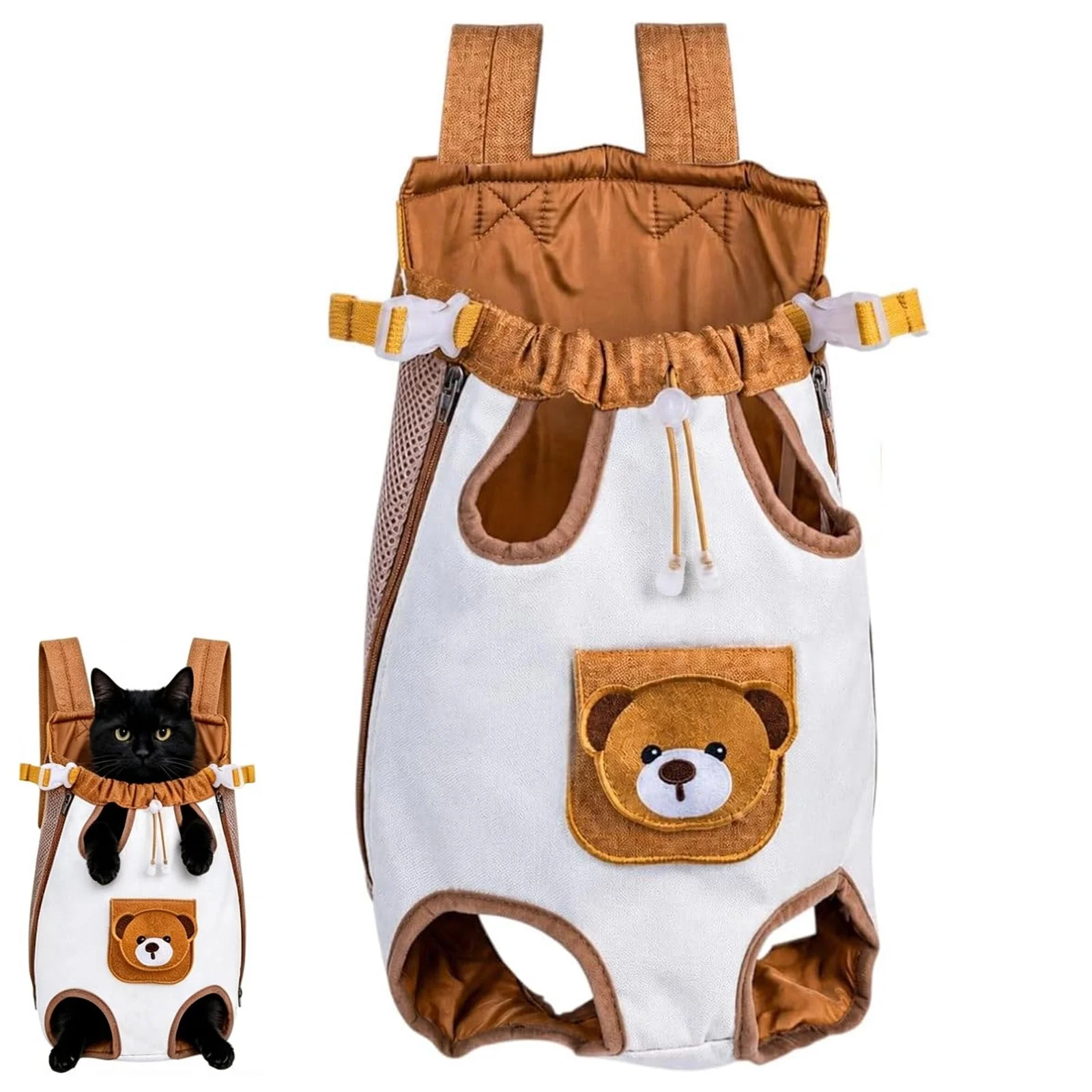 Cute Bear Pet Front Carrier Backpack, Hands Free Chest Carry Bag For Small Dogs Cats,… — image 2