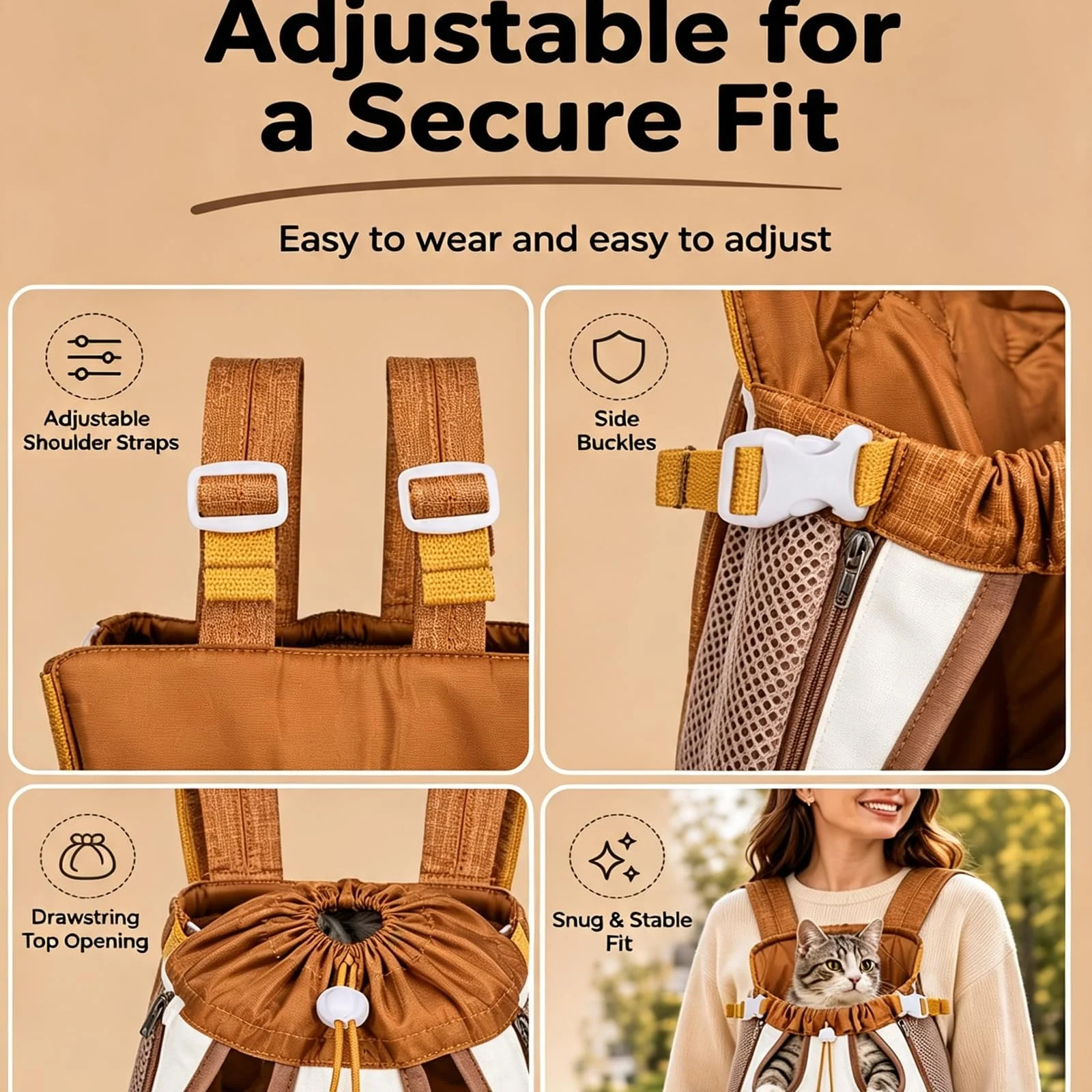 Cute Bear Pet Front Carrier Backpack, Hands Free Chest Carry Bag For Small Dogs Cats,… — image 5