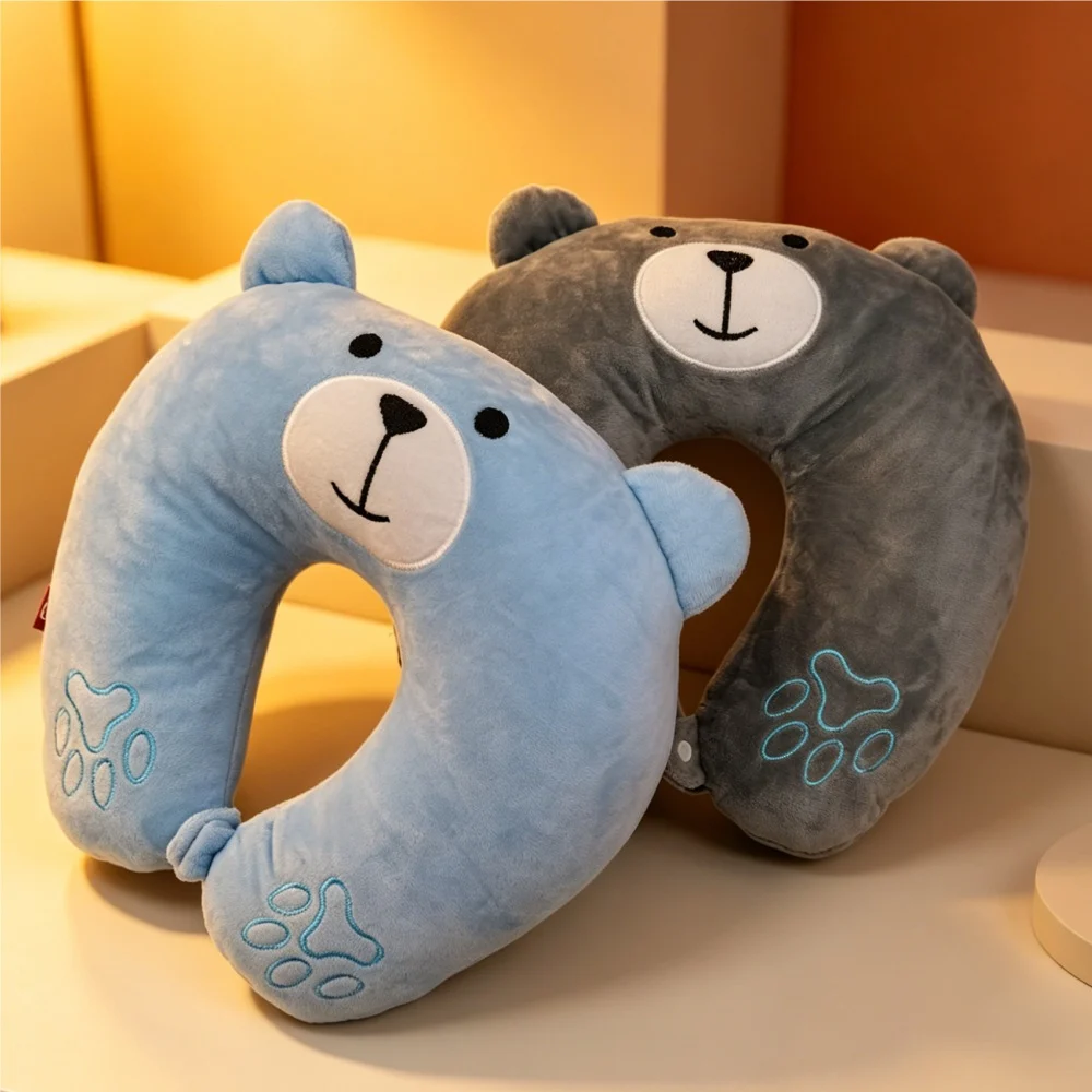 Cute Cartoon Animal Travel Neck Pillow, Soft Plush U Shape Support Pillow For Airplane… — image 2