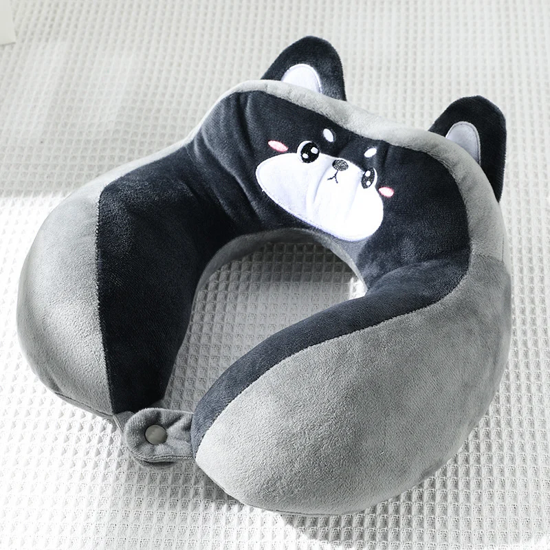 Cute Cartoon Animal Travel Neck Pillow, Soft Plush U Shape Support Pillow With Snap Button — image 3