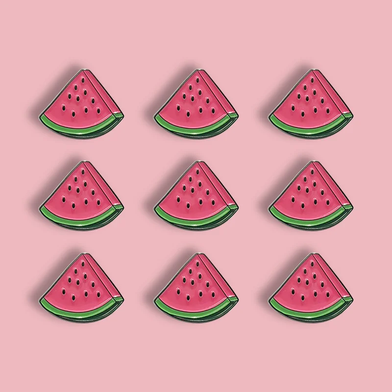 Cute Cartoon Watermelon Fruit Shaped Baked Finish Brooch — image 2