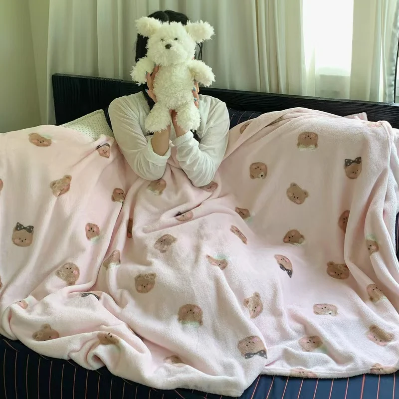 Cute Flannel Blanket, Plush Sofa Throw Blanket — image 25