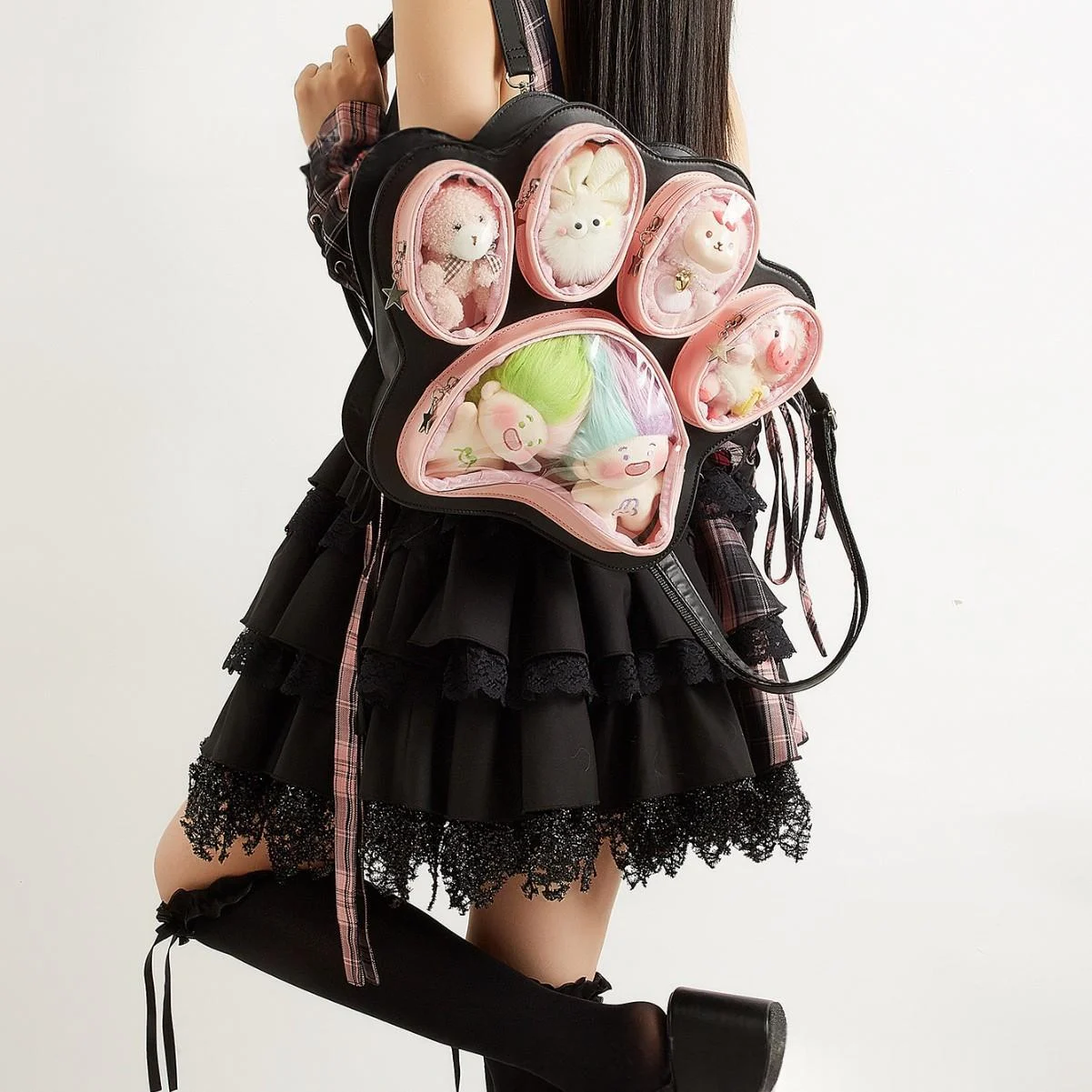 Cute Large-capacity Pain Bag For Girls Featuring A Multi-layered Cat-claw Design — image 4