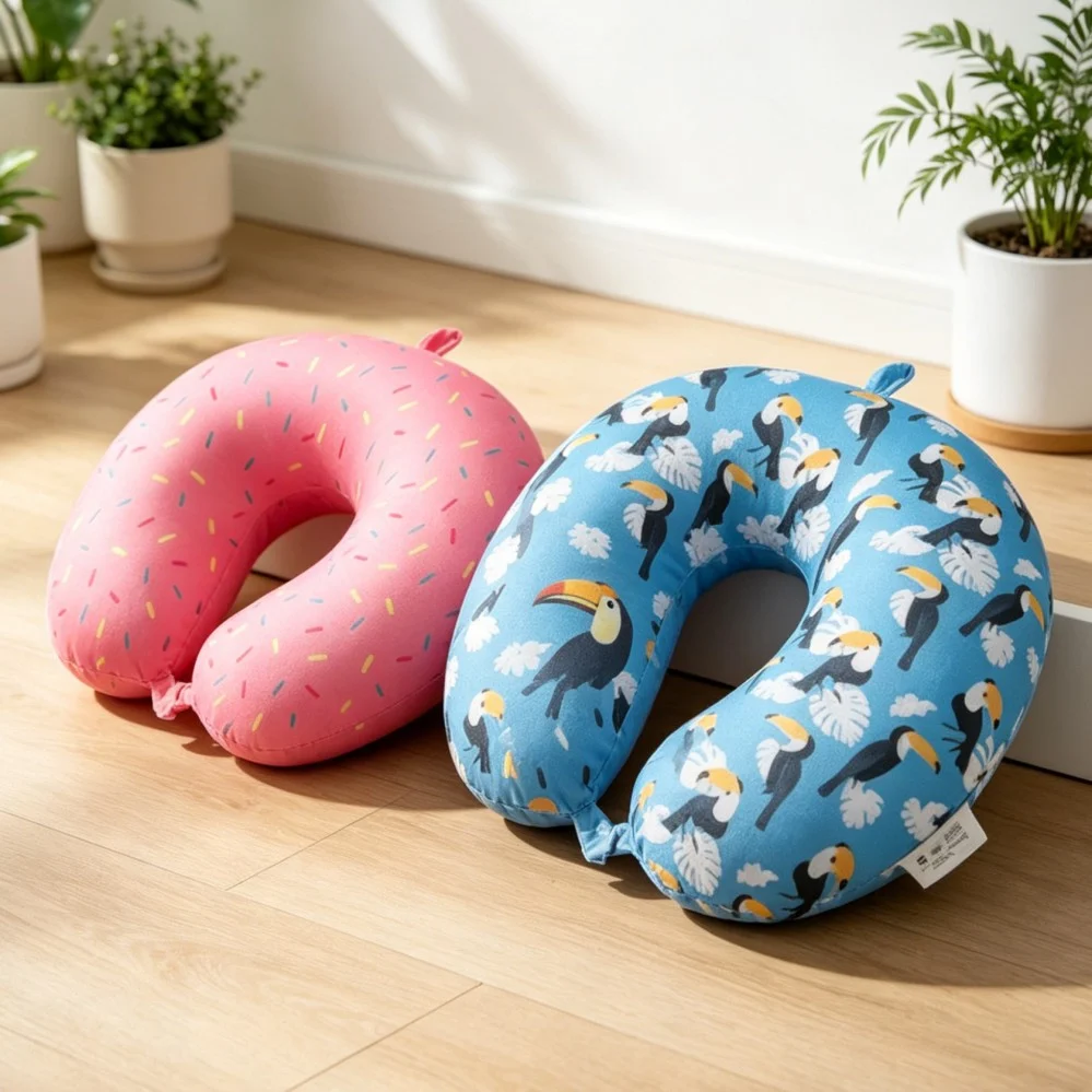 Cute Printed Micro Bead U Shaped Neck Pillow, Toucan Monstera Travel Pillow For… — image 2
