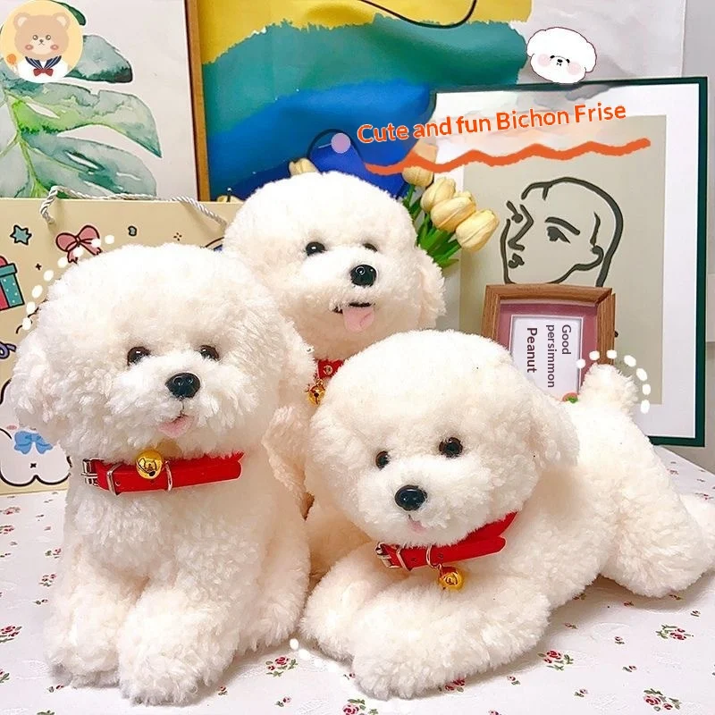 Cute Realistic Bichon Frise Doll White Dog Sleeping Hugging Pillow — image 4
