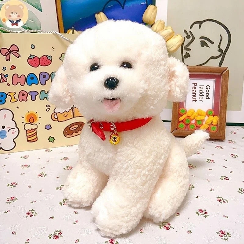 Cute Realistic Bichon Frise Doll White Dog Sleeping Hugging Pillow — image 2