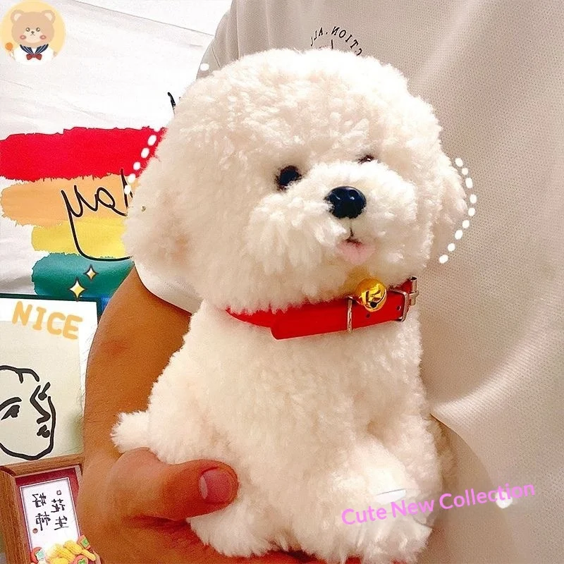 Cute Realistic Bichon Frise Doll White Dog Sleeping Hugging Pillow — image 5