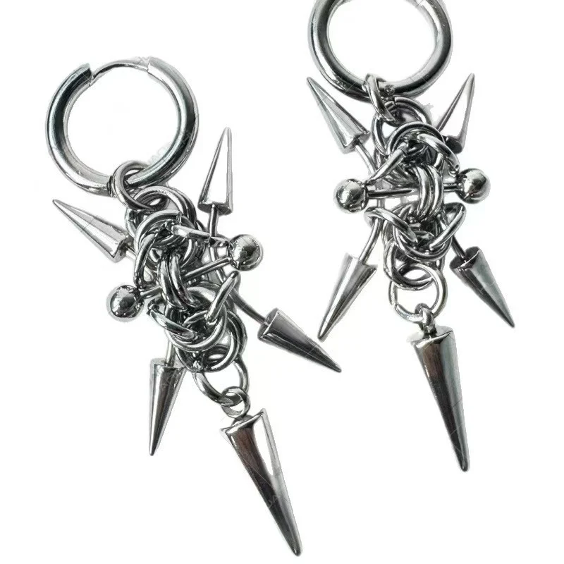 Dark Punk Style Studded Spike Earrings - Gothic Metal Stud Hoops For Men Women… — image 4