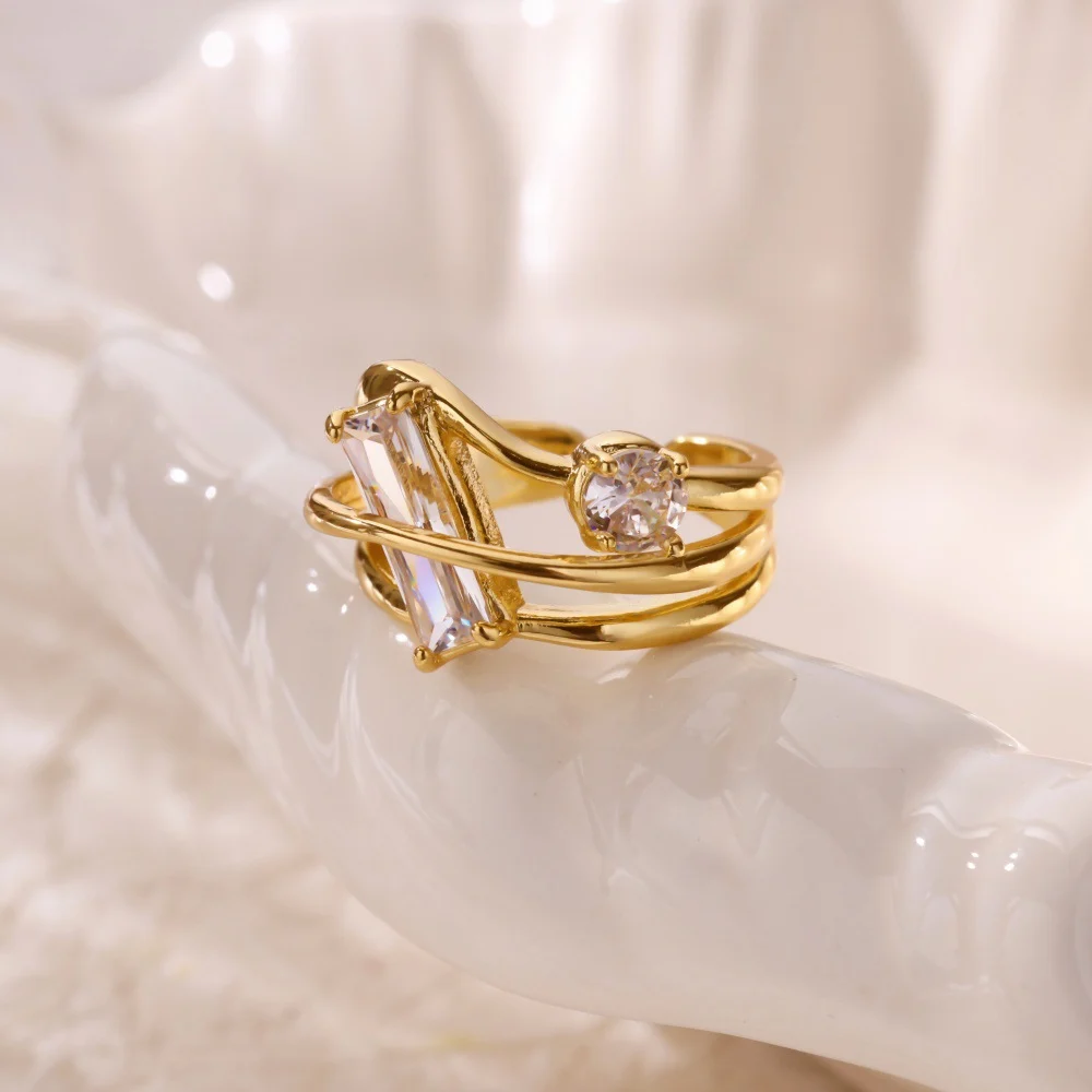 Delicate Zircon-inlaid Open-ring Womens Ring — image 6