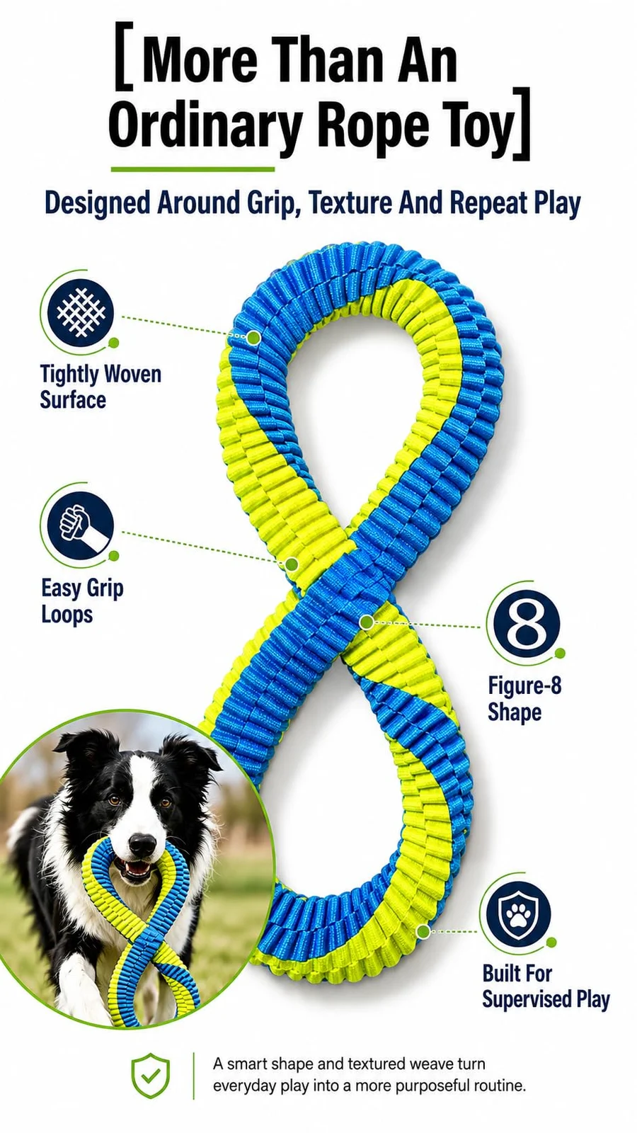 Dental Cleaning Tug Toy For Dogs, Dog Toy, L With Textured Weave, Washable Two Loop… — image 5