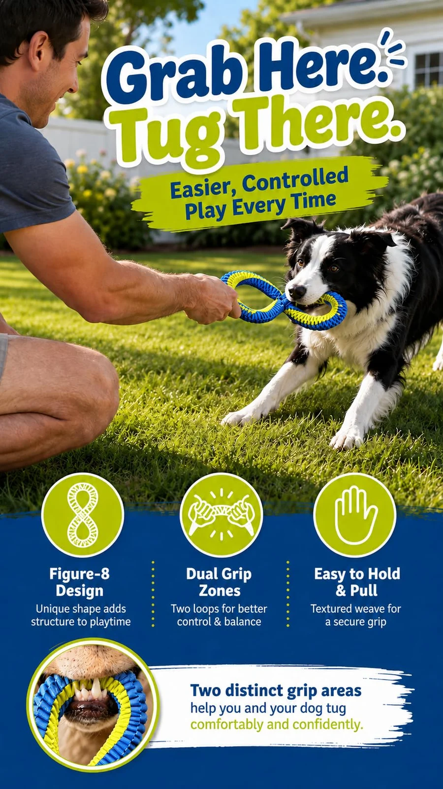 Dental Cleaning Tug Toy For Dogs, Dog Toy, L With Textured Weave, Washable Two Loop… — image 6