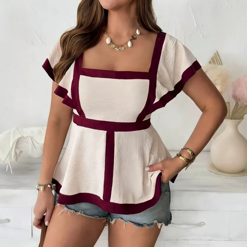 Design Large Size Style Square Collar Chiffon Top — image 5
