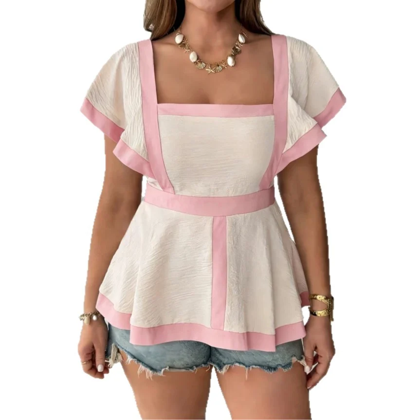Design Large Size Style Square Collar Chiffon Top — image 8