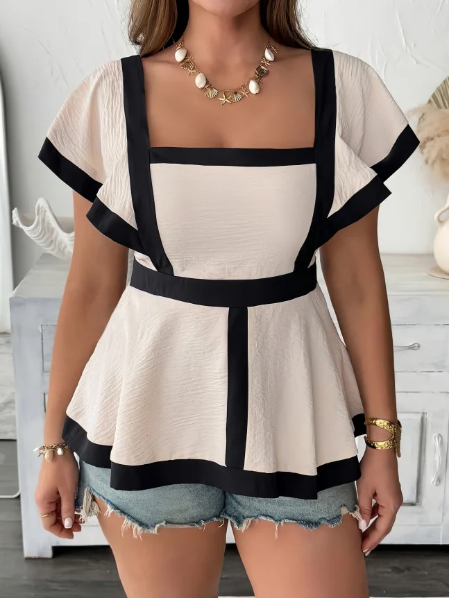 Design Large Size Style Square Collar Chiffon Top — image 7