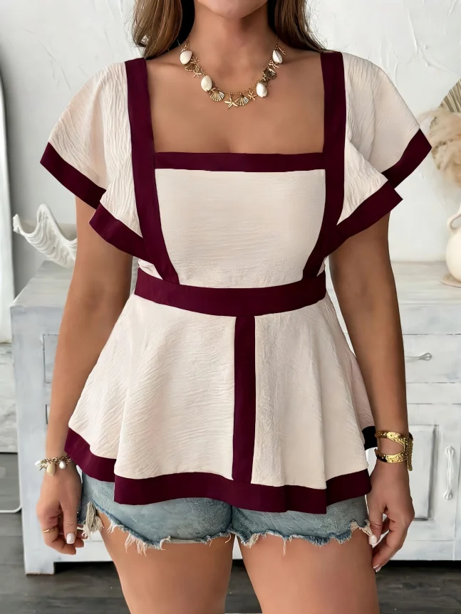 Design Large Size Style Square Collar Chiffon Top — image 3