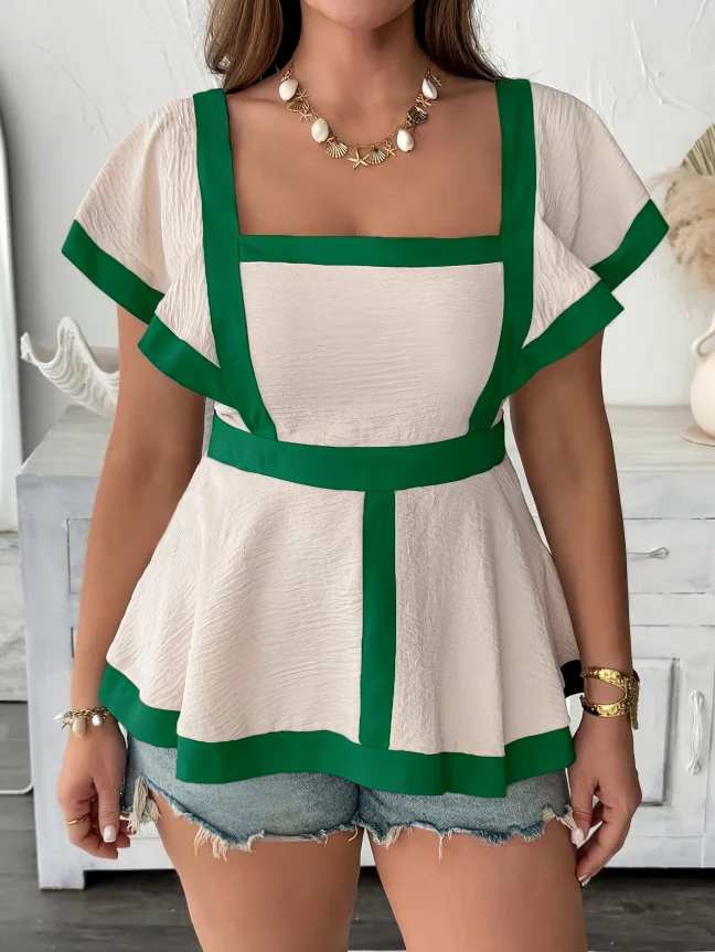Design Large Size Style Square Collar Chiffon Top — image 9