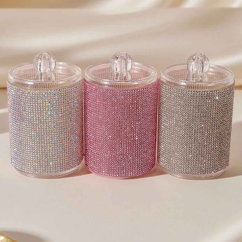 Diamond-embellished Cotton Swab Storage Container — image 3