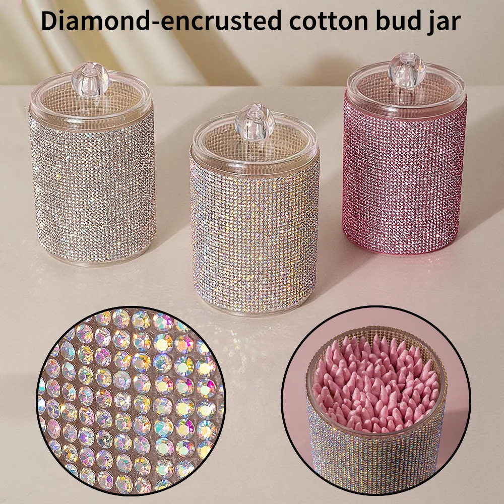 Diamond-embellished Cotton Swab Storage Container — image 6