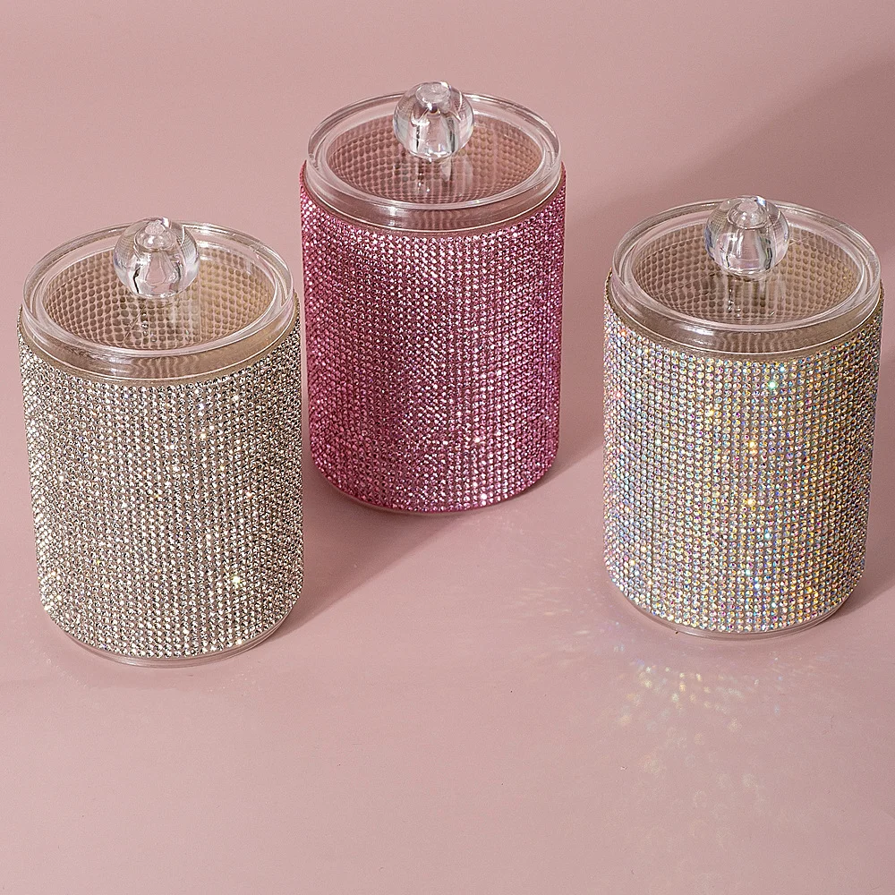 Diamond-embellished Cotton Swab Storage Container — image 2