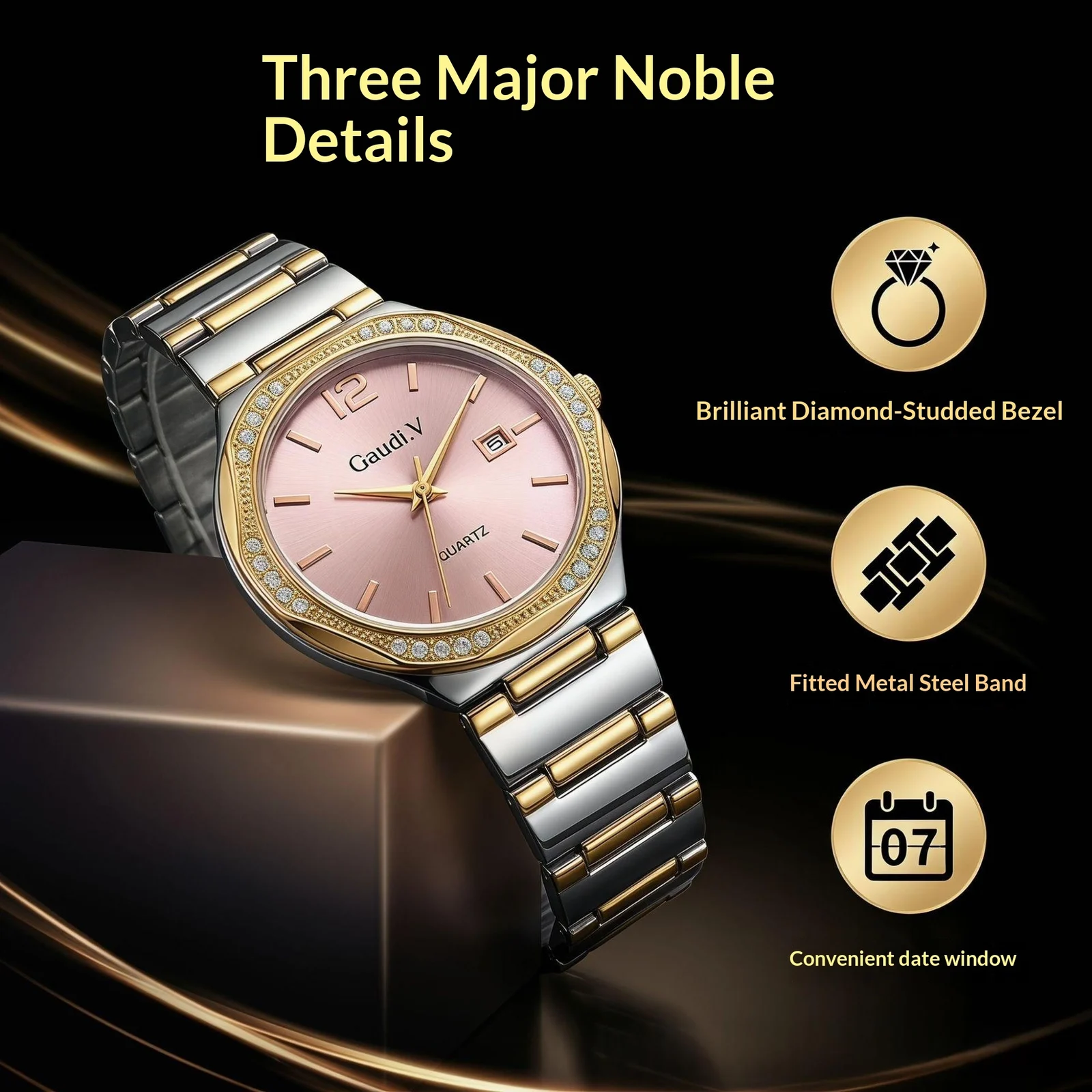 Diamond-encrusted Business Quartz Watch For Men And Women — image 1