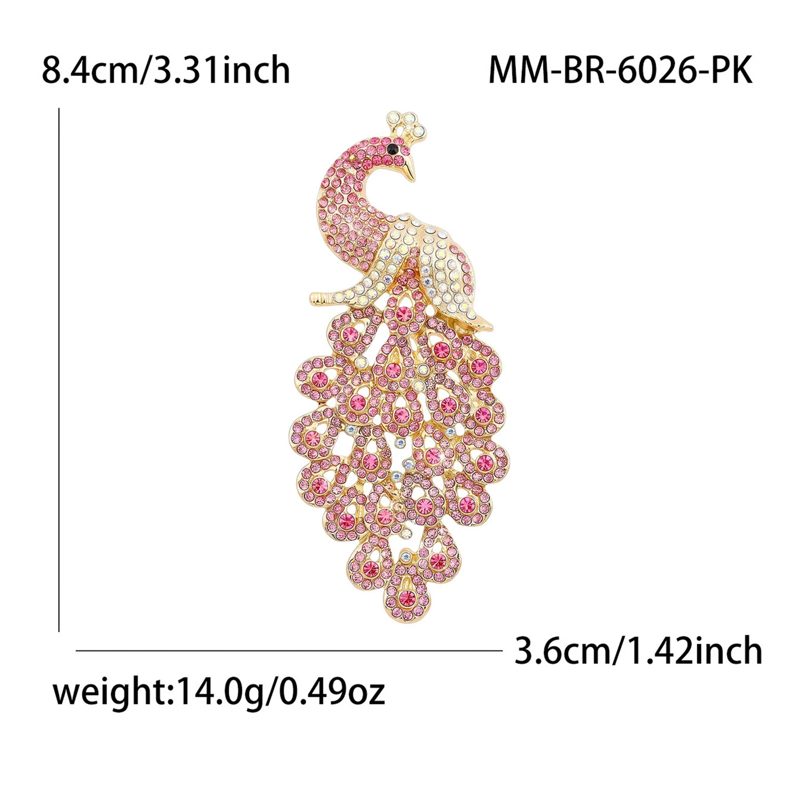 Diamond-encrusted Peacock Brooch Colorful Animal Corsage — image 3