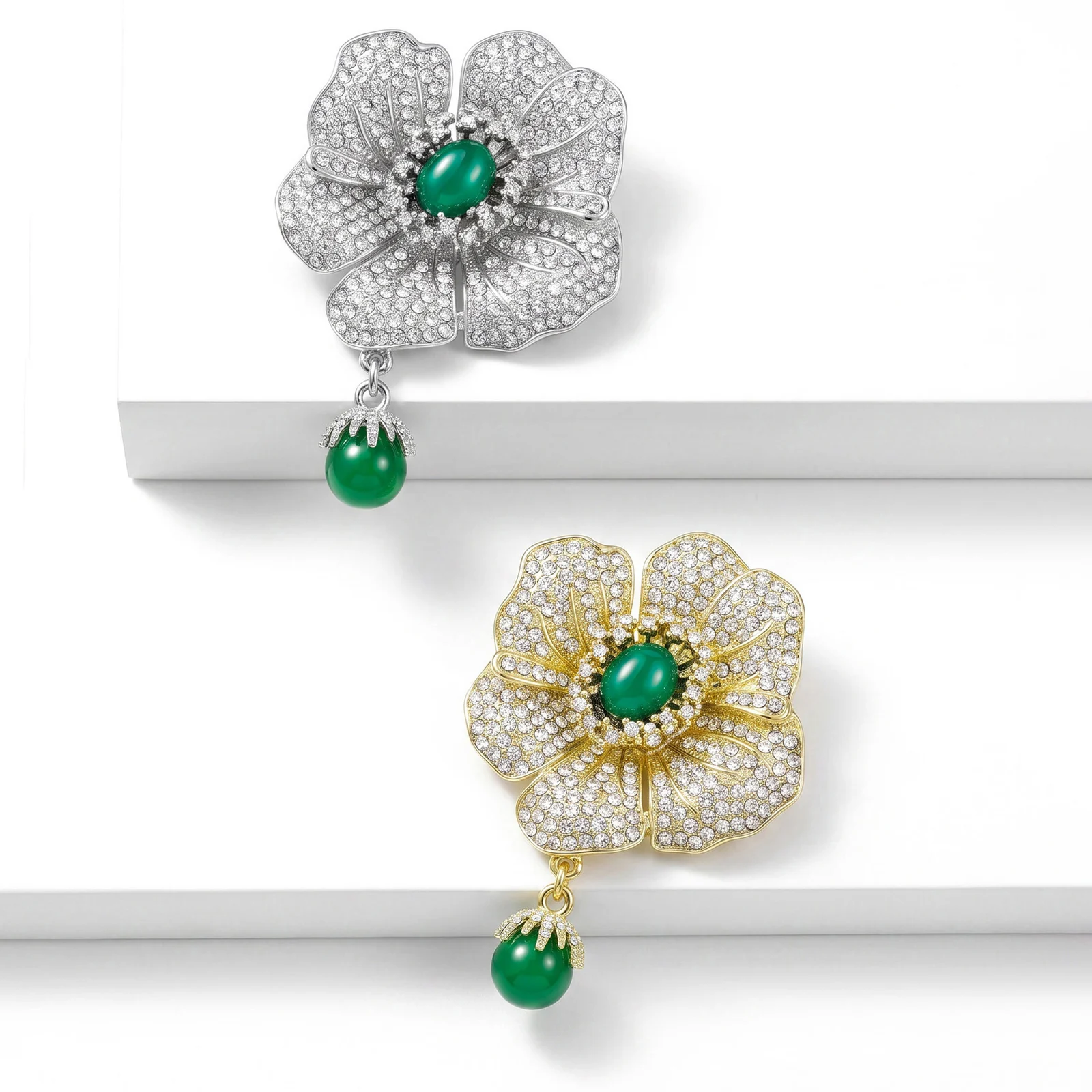 Diamond-encrusted Peony Brooch Womens Jewelry — image 5