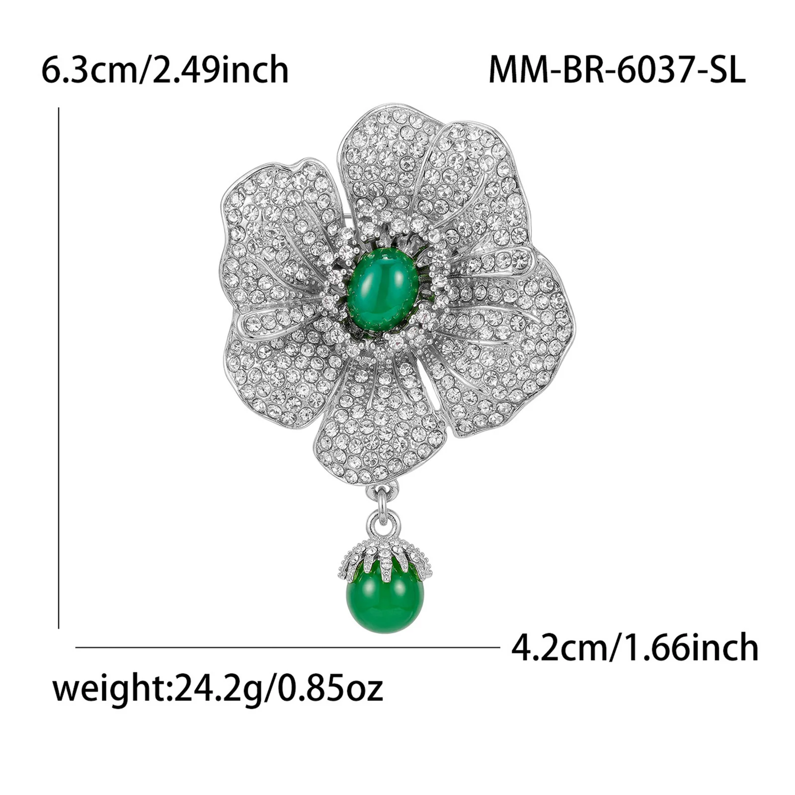Diamond-encrusted Peony Brooch Womens Jewelry — image 4