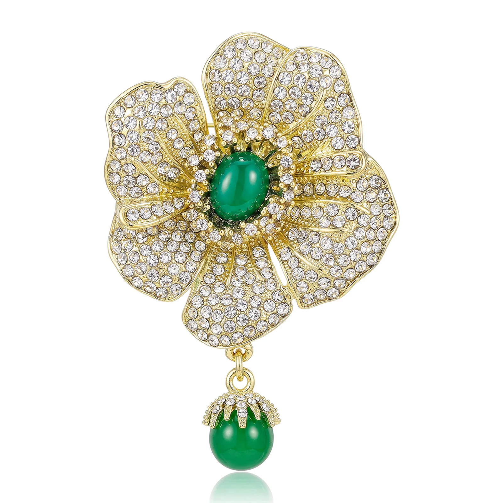 Diamond-encrusted Peony Brooch Womens Jewelry — image 3